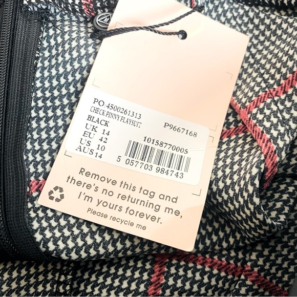 Missguided Houndstooth Check Pinny Playsuit Romper Size 10 - Picture 6 of 6